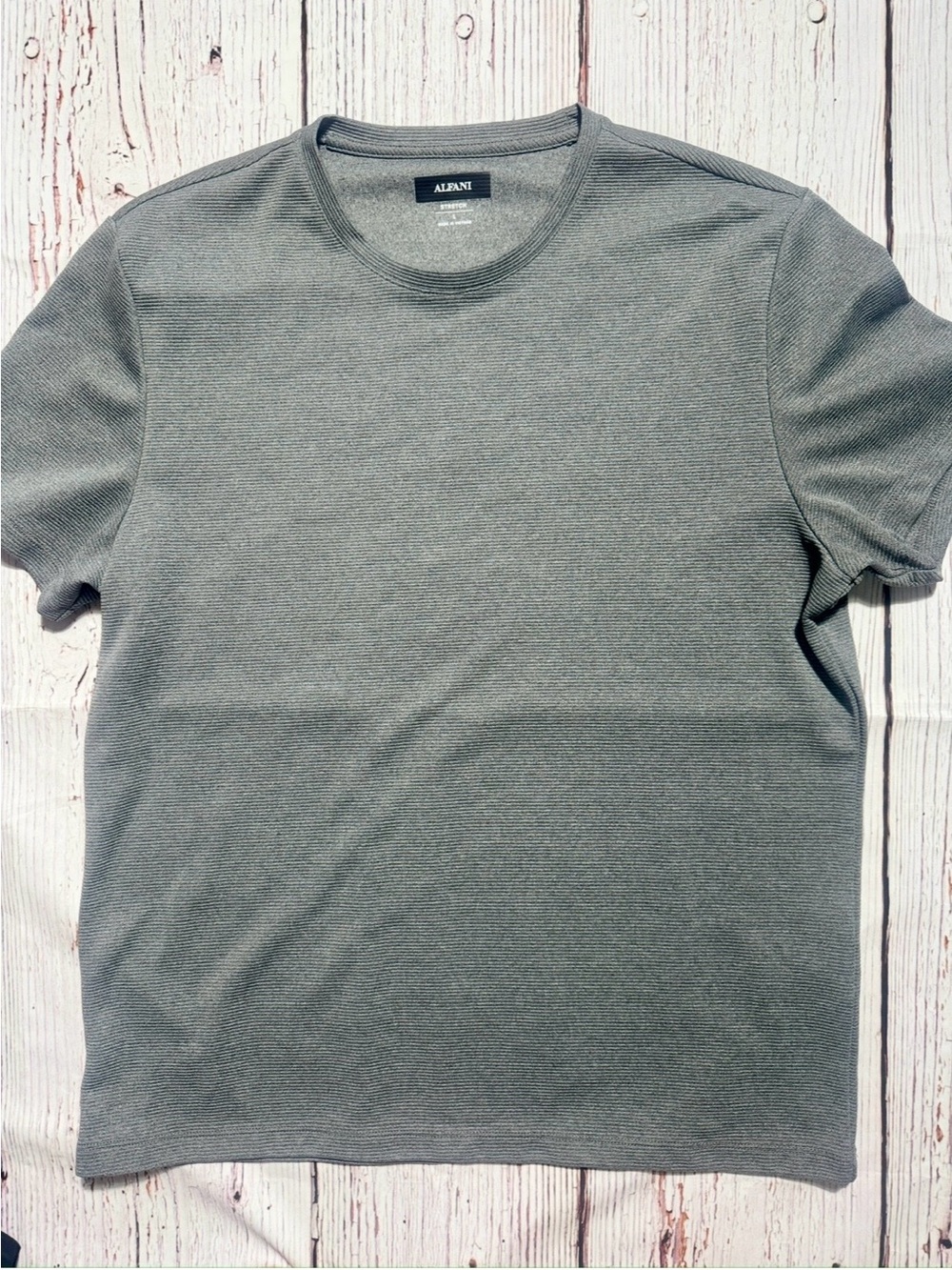 Alfani Crew Neck Men’s Short Sleeve Gray Ribbed Stretch Large